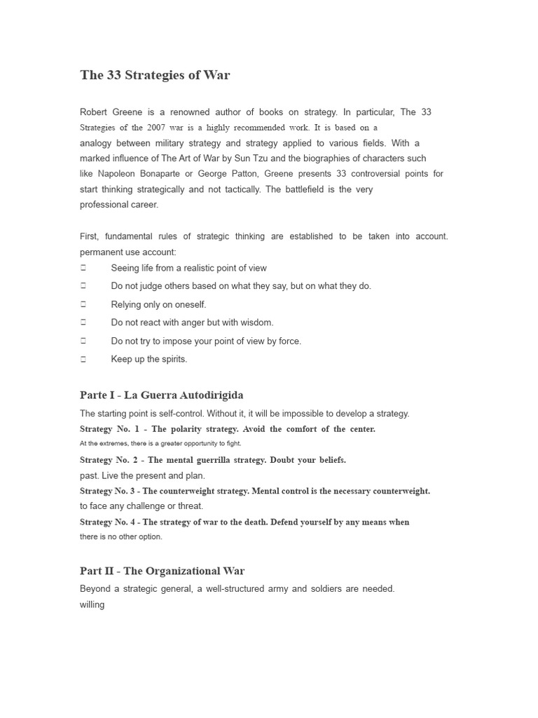 33 Strategies for Strategic Thinking | PDF | The Art Of War | Military ...