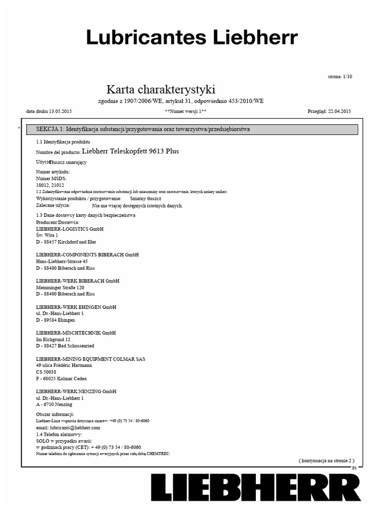 Liebherr Hds Smar Aplikacje Teleskopowe 9613 Plus Es | PDF