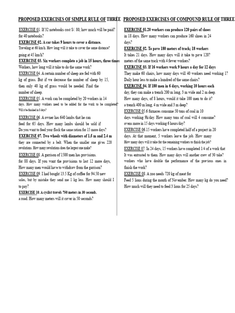Rule of Three Exercises for Problem Solving | PDF | Sheep