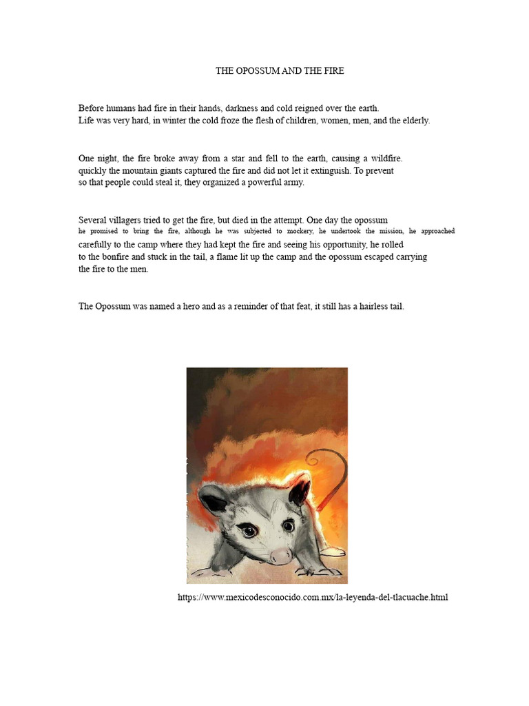 Opossum's Heroic Fire Rescue Legend | PDF