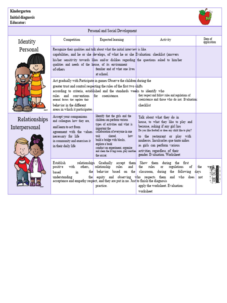 Kindergarten Social Development Assessment | PDF | Evaluation | Child ...