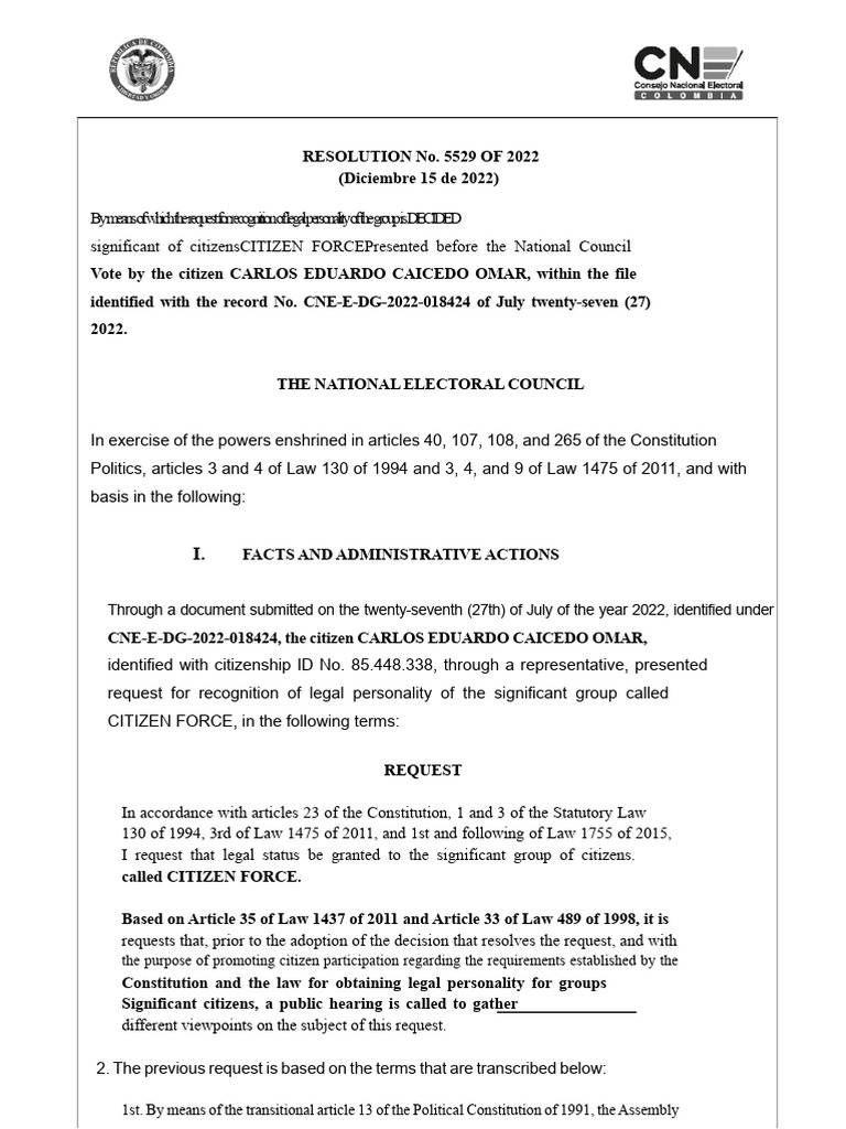 Resolution 5529 of 2022 - Signatures | PDF | Government | Justice