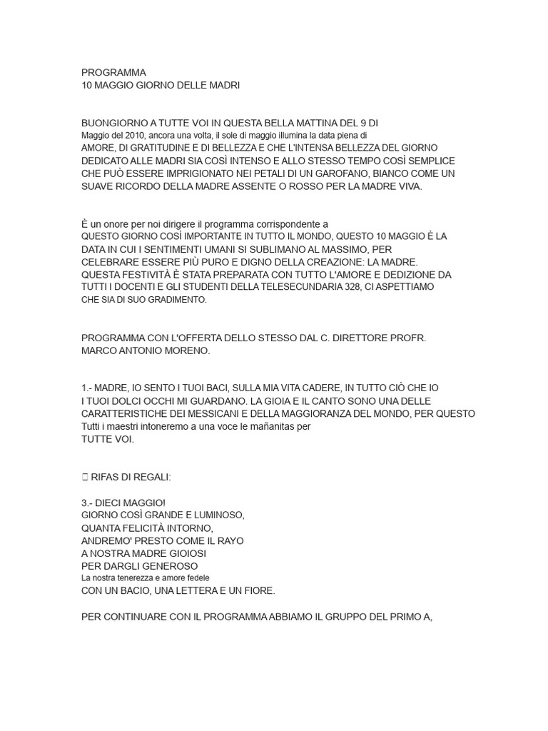 Programma 10 Maggio | PDF