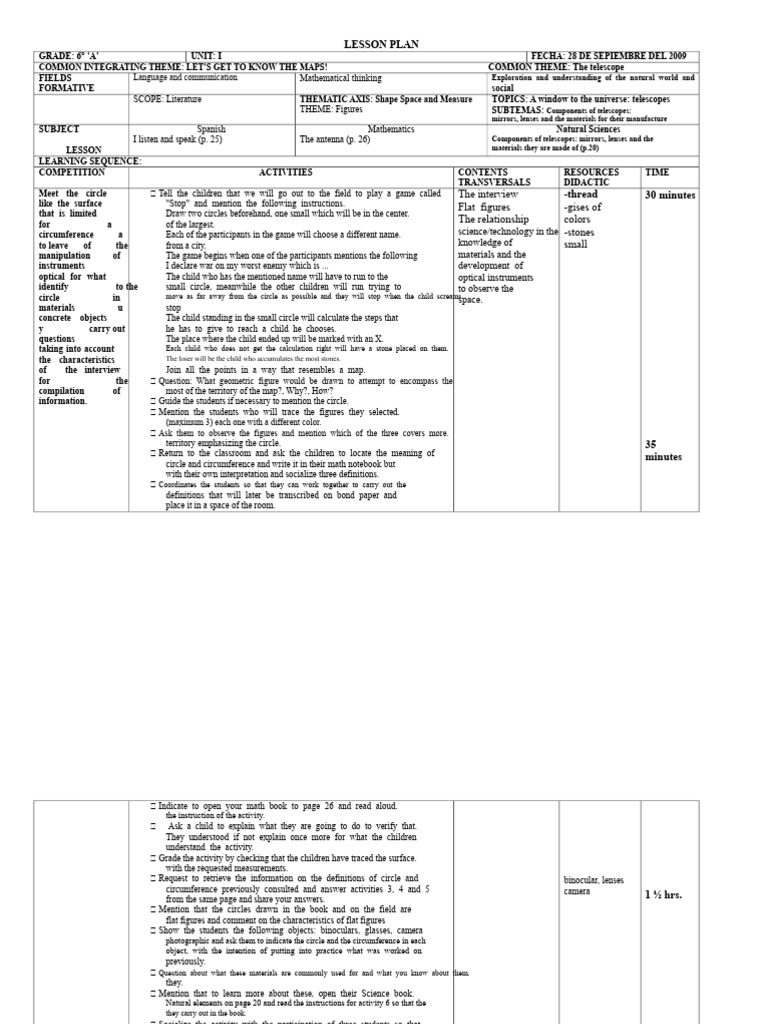 6th Grade Lesson Plan on Telescopes | PDF | Homo | Human