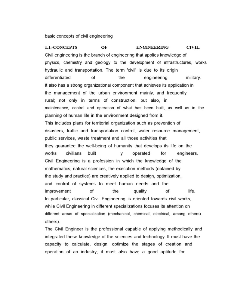 Fundamentals of Civil Engineering Concepts | PDF | Civil Engineering ...