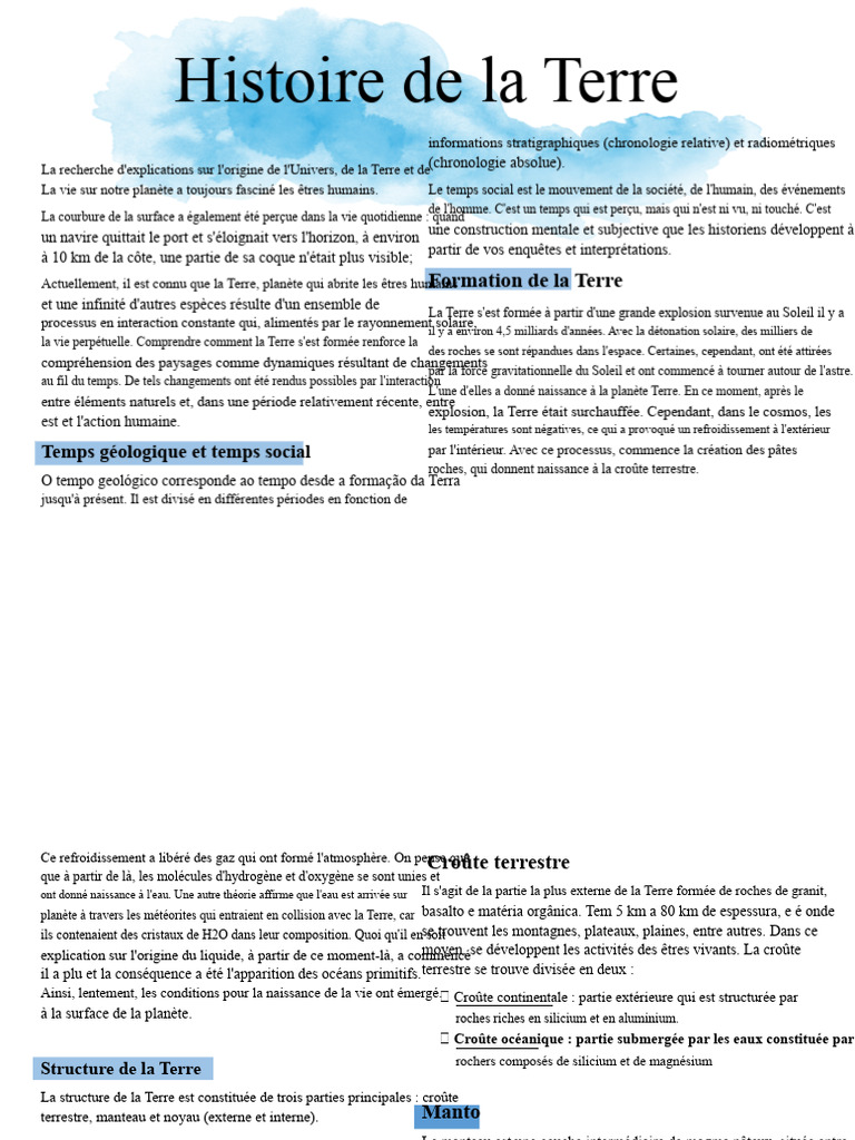Formation et structure de la Terre | PDF | Terre | Croûte terrestre