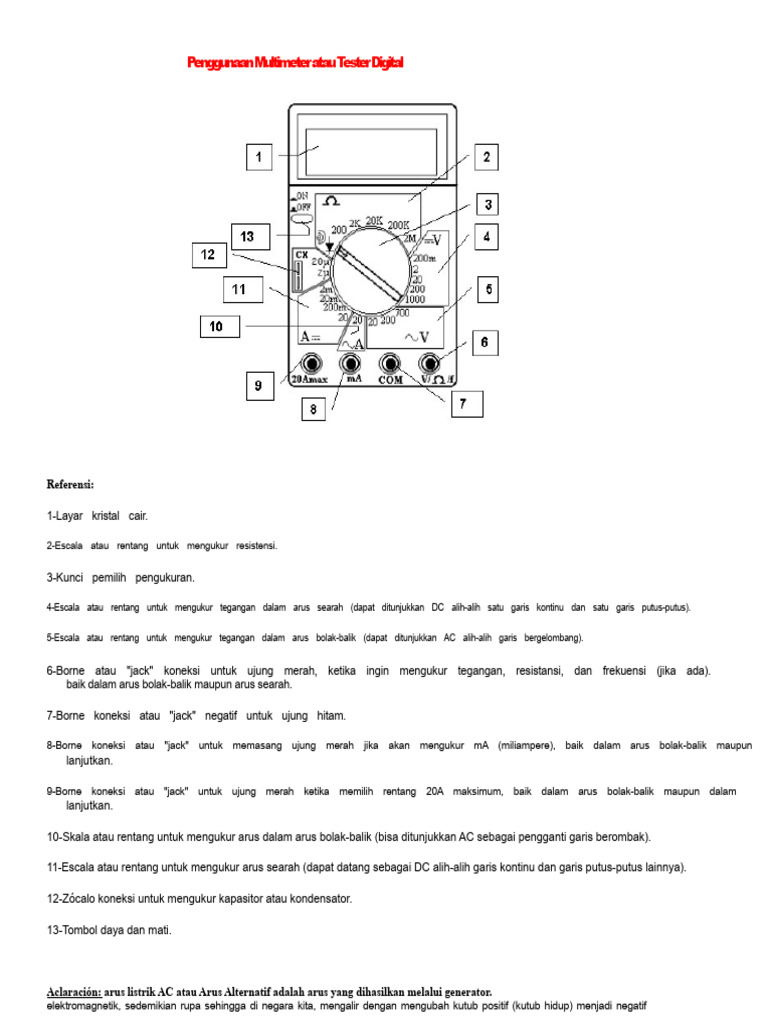 Panduan Lengkap Penggunaan Multimeter | PDF