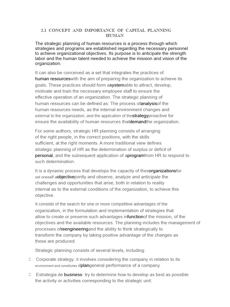 Concept and Importance of Human Capital Planning | PDF | Human ...