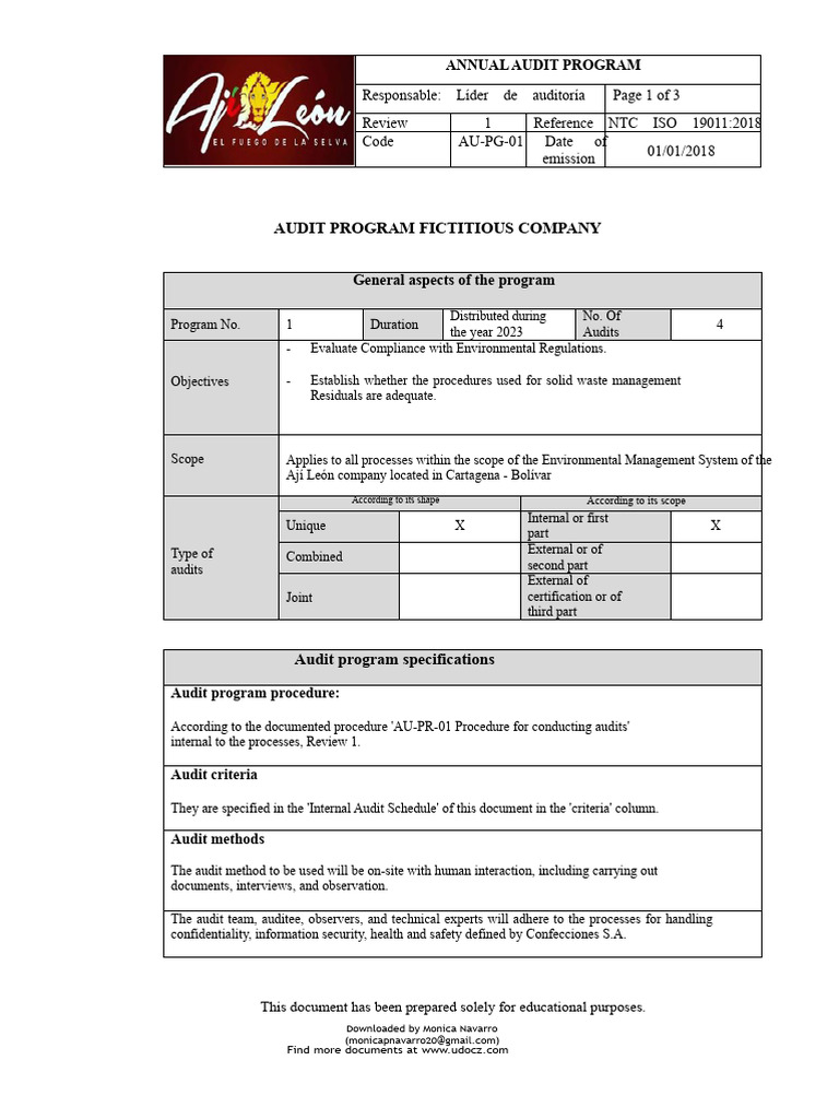 Annual Audit Program Overview 2023 | PDF | Audit | Risk