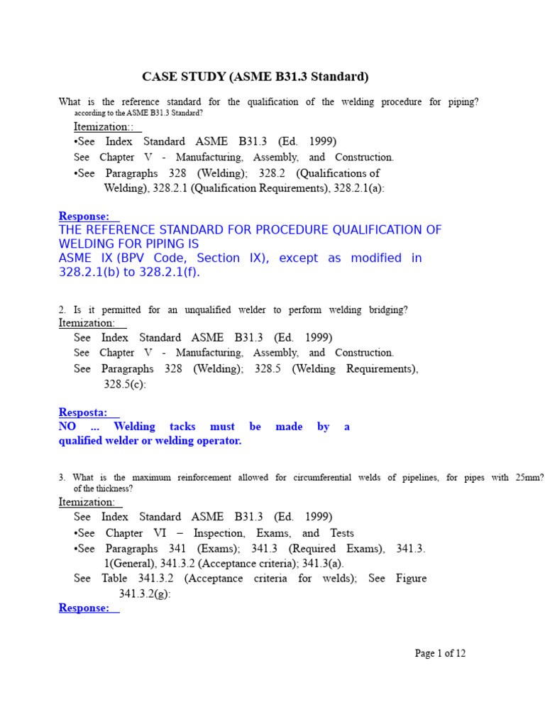 ASME B31.3 Welding Procedure Case Study | PDF | Welding | Construction