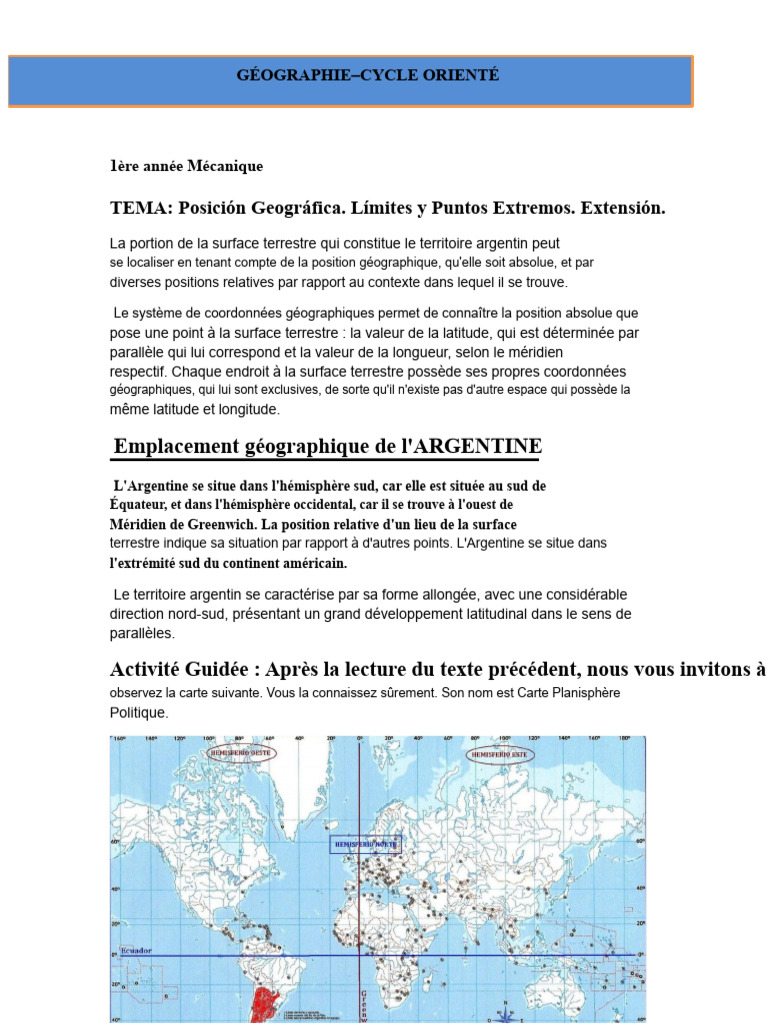 Position géographique de l'Argentine | PDF | Argentine | Océan Atlantique