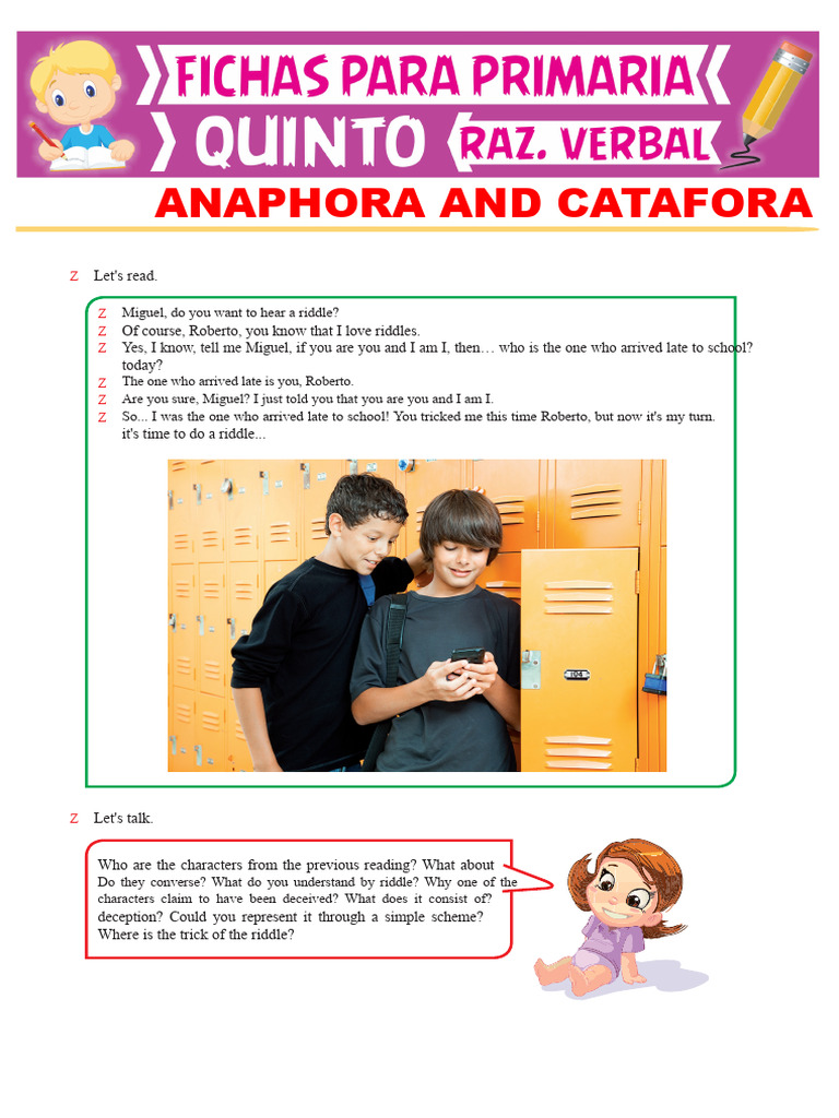 Anaphora and Cataphora For Fifth Grade of Primary School Ok | PDF