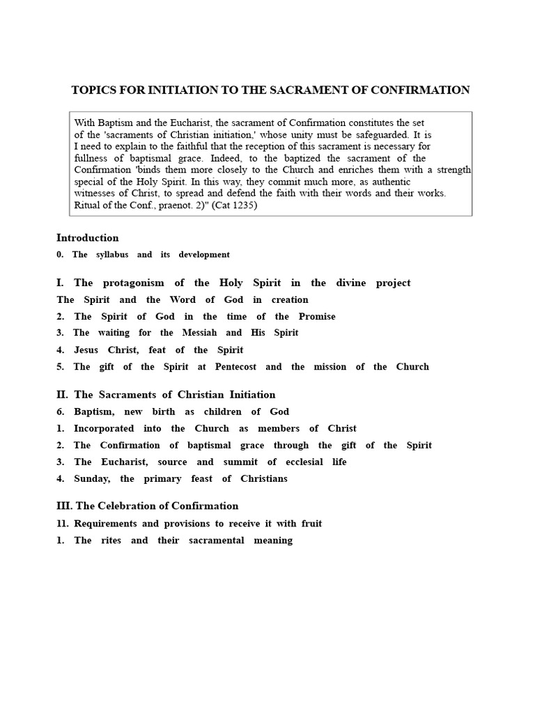 Confirmation Sacrament Preparation Guide | PDF | Confirmation | Sacraments