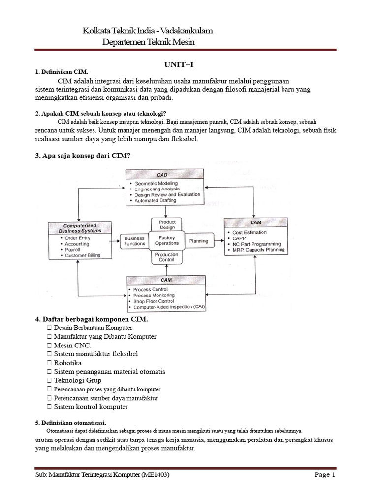Konsep dan Komponen CIM dalam Manufaktur | PDF