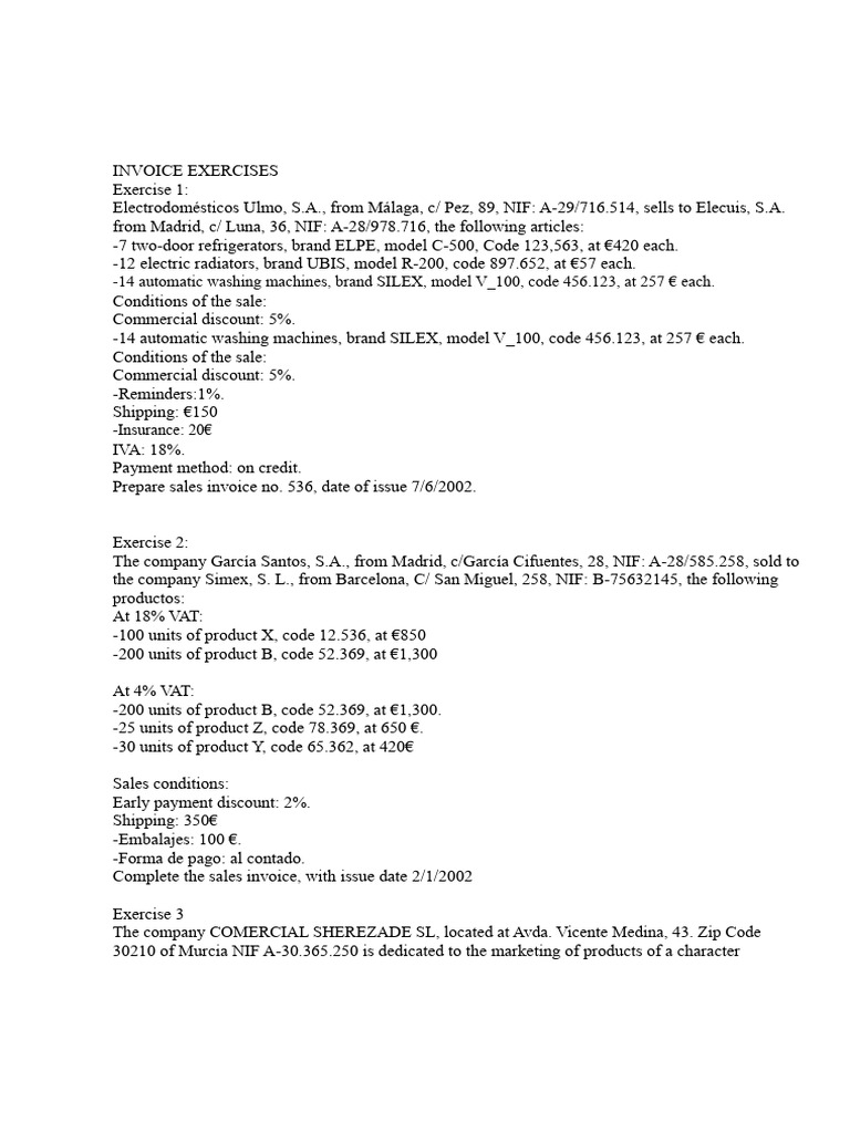Exercises On Orders, Delivery Notes, and Invoices | PDF | Invoice | Money