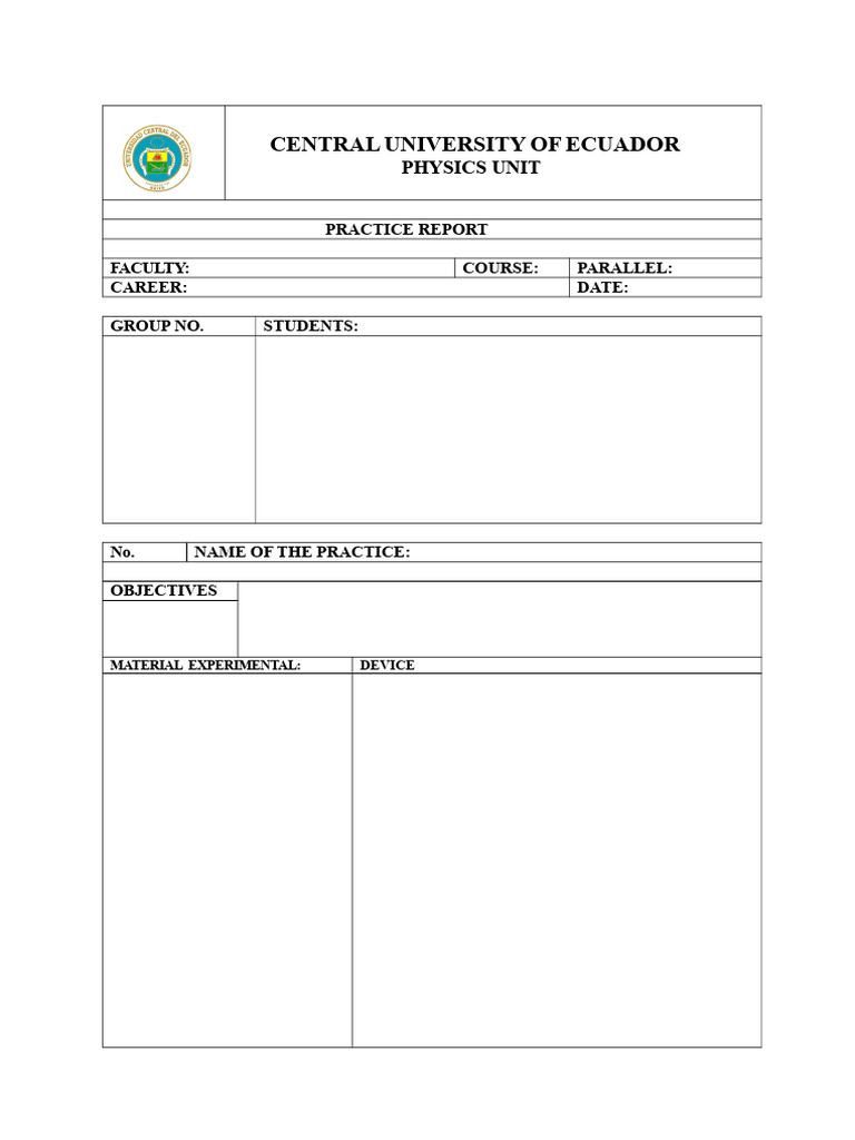 Physics Practice Report Template | PDF