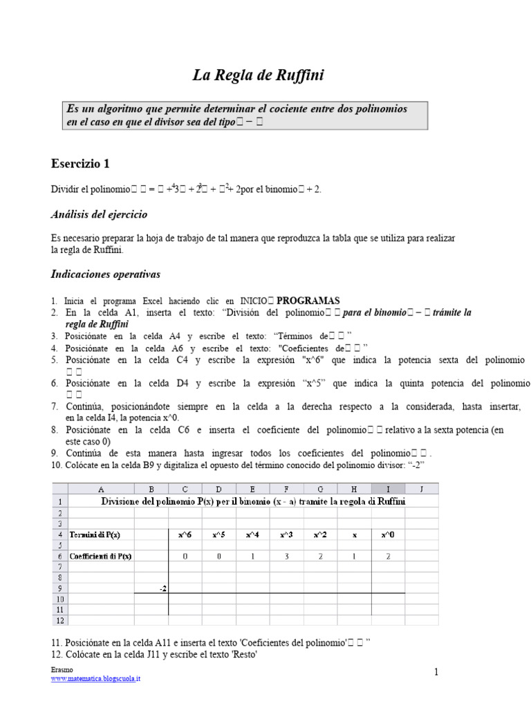 Regla de Ruffini: División de Polinomios | PDF | Ciencia computacional ...