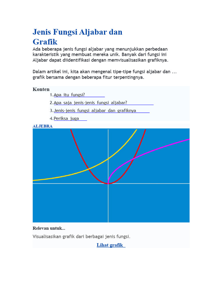 Jenis Fungsi Aljabar Dan Grafiknya | PDF
