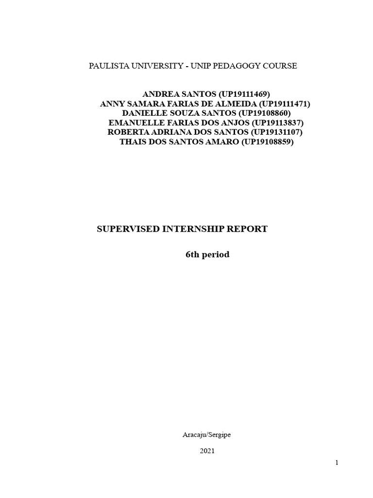UNIP Pedagogy Internship Report 2021 | PDF | Pedagogy | Teachers