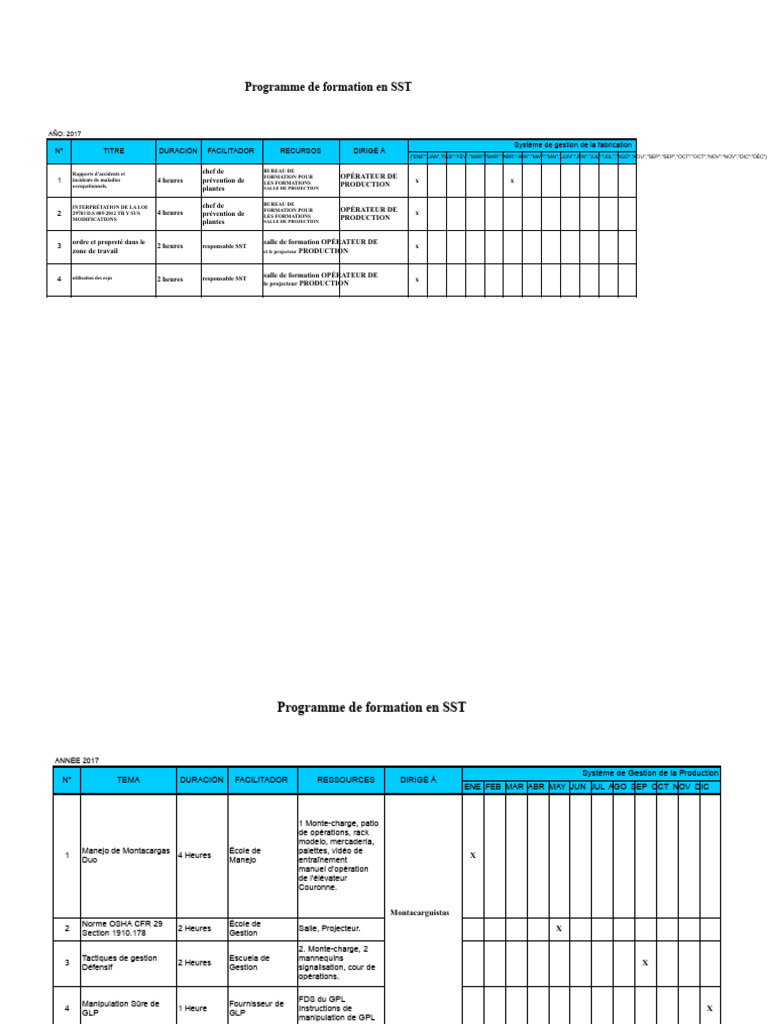 Formation en SST : Programme 2017 | PDF | Conditions de travail | Lieu ...