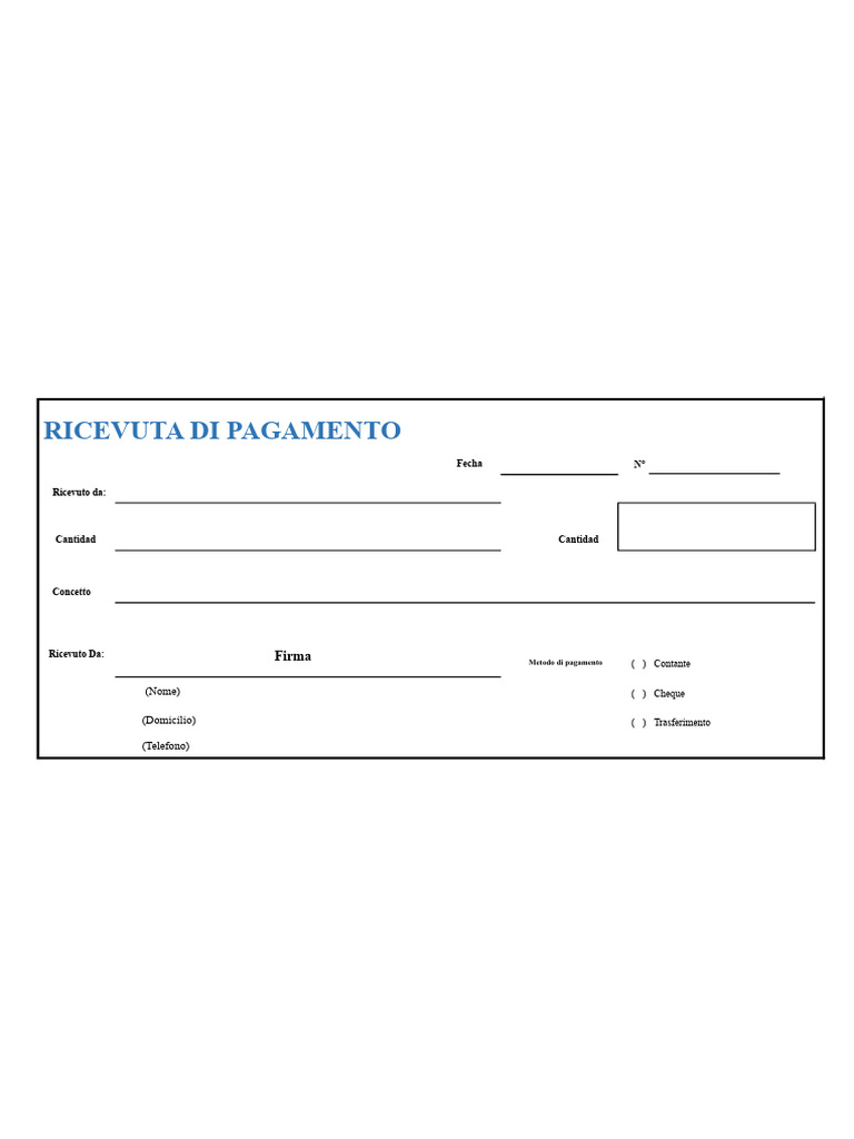Modello Di Ricevuta Di Denaro Comune v1 | PDF