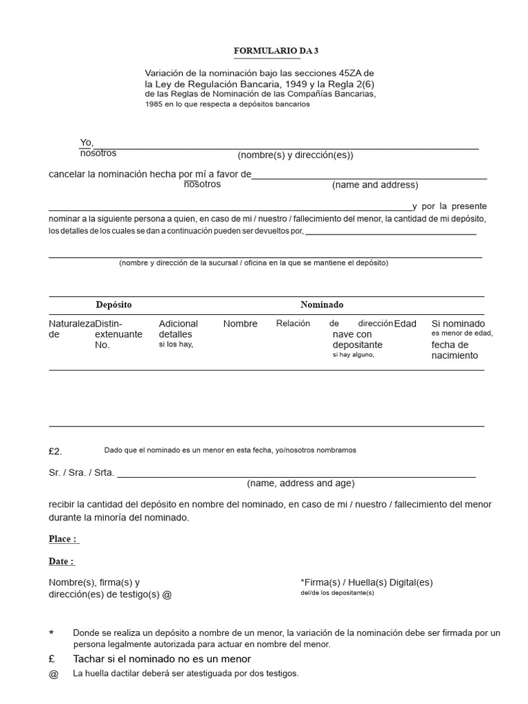 Formulario DA3 | PDF
