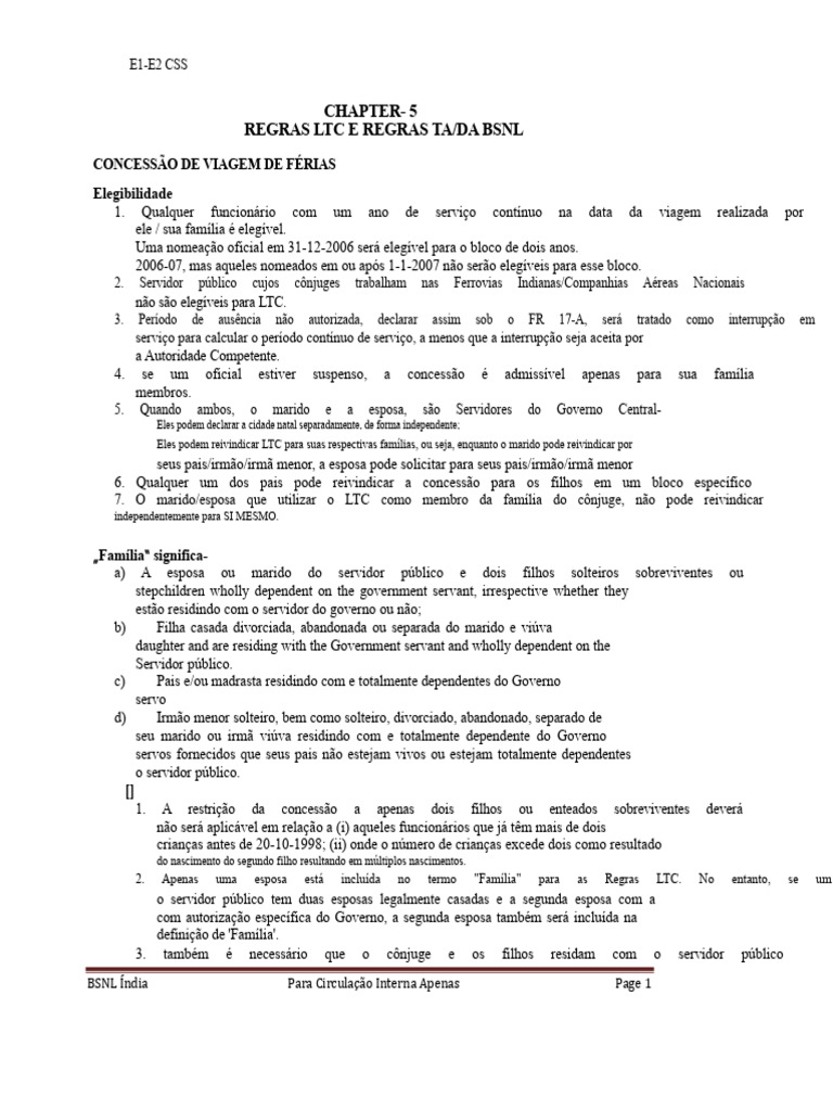 Capítulo 05 Regras de LTC e TA DA Do BSNL | PDF | Trem | Cidade