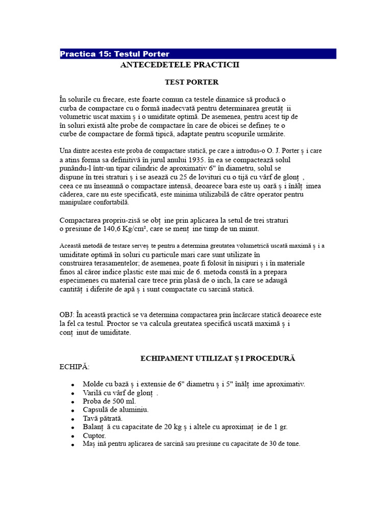 Testul Porter | PDF