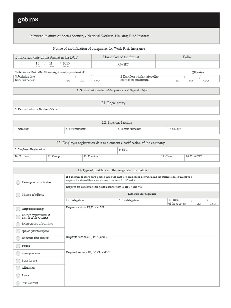 Work Risk Insurance Modification Notice | PDF | Identity Document