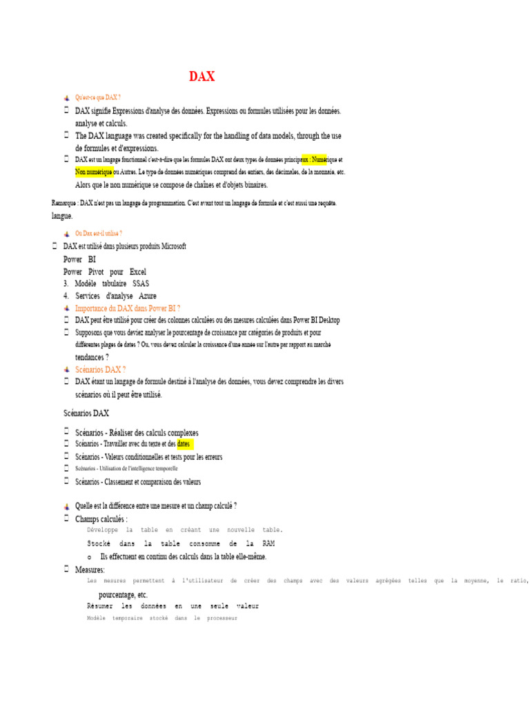 Introduction au langage DAX en Power BI | PDF | Informatique
