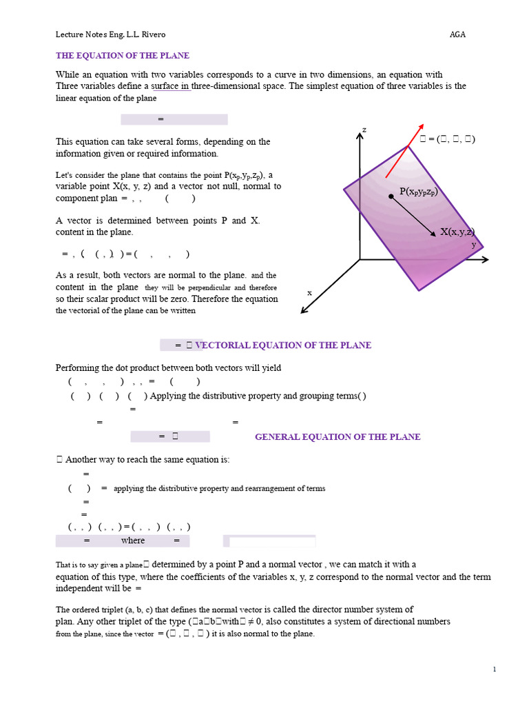Plane Equation Concepts and Examples | PDF | Cartesian Coordinate ...