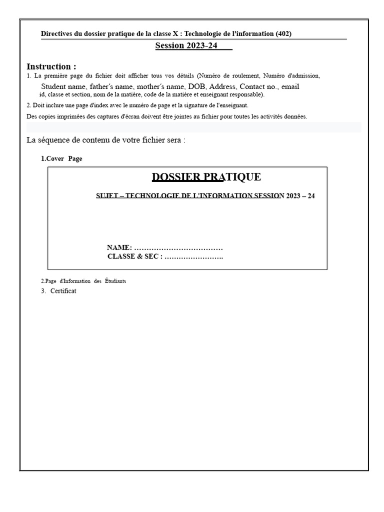 Dossier Pratique Technologie de l'Information | PDF | Fichier ...