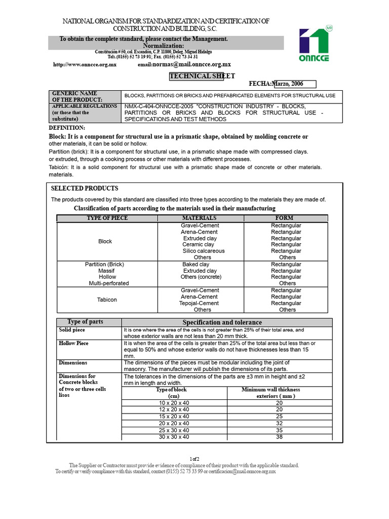 Construction Standards for Structural Blocks | PDF | Brick | Concrete