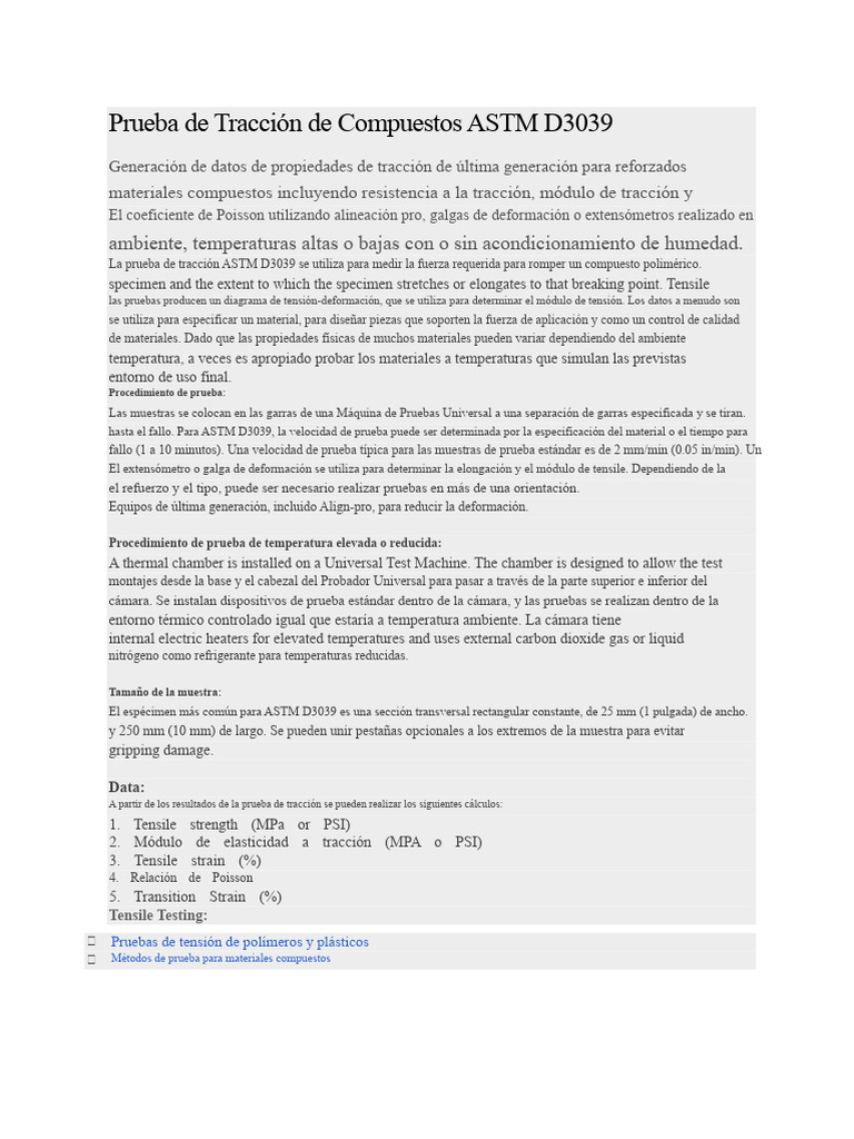 Prueba de Tracción ASTM D3039 para Compuestos | PDF | Deformación ...