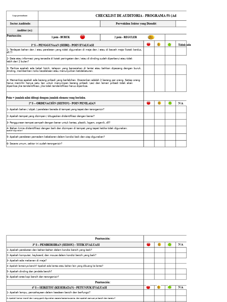 Checklist Audit Program 5S Perusahaan | PDF