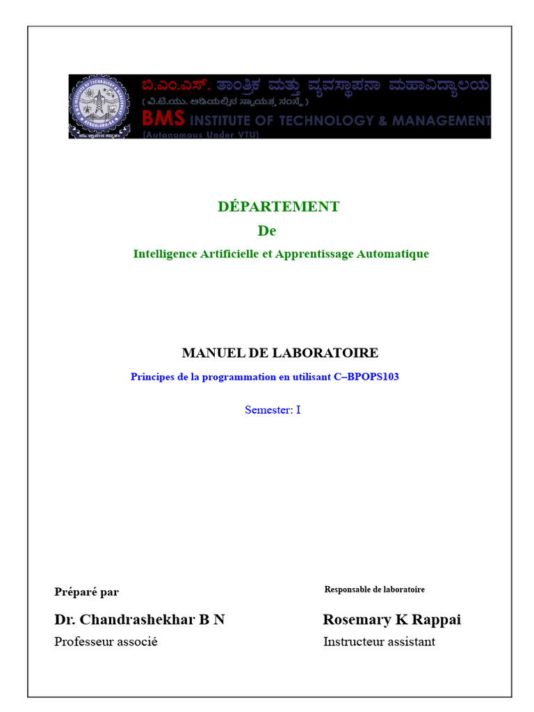 Manuel de Programmation en C - BPOPS103 | PDF | Programmation ...