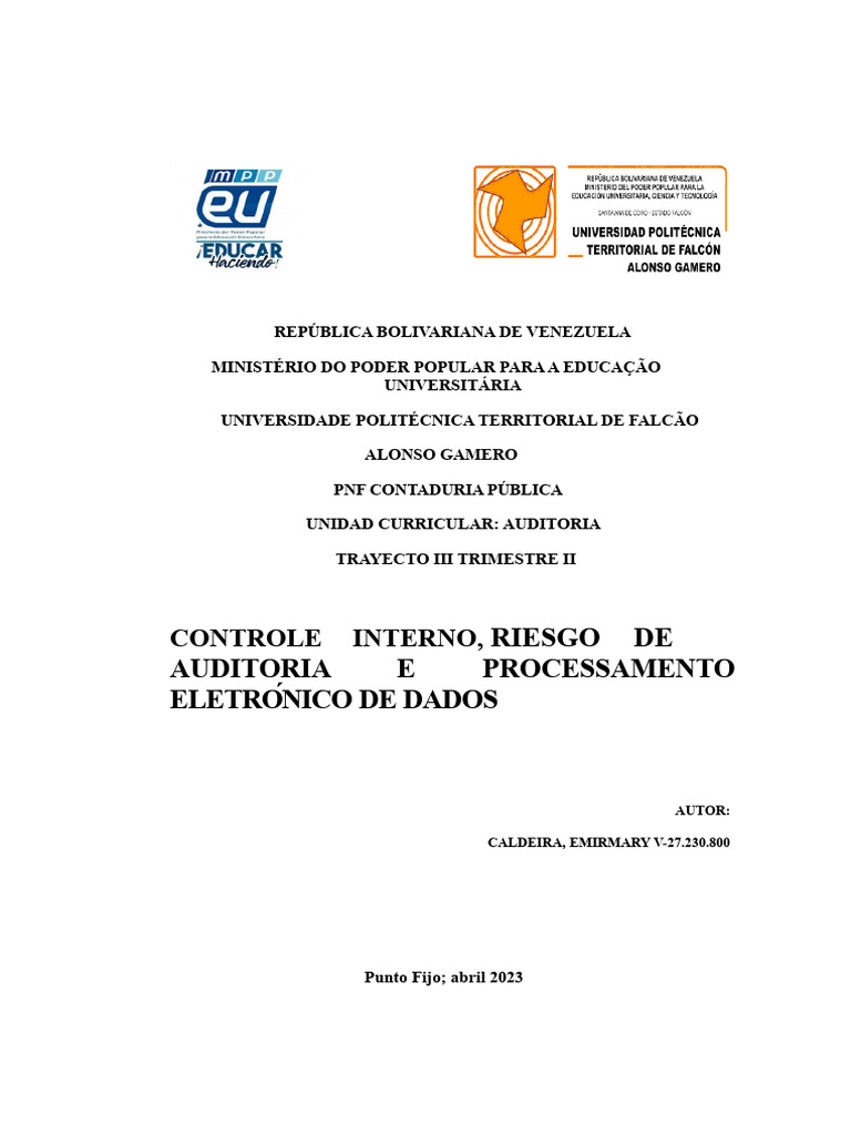 Controle Interno e Risco de Auditoria | PDF | Avaliação de risco