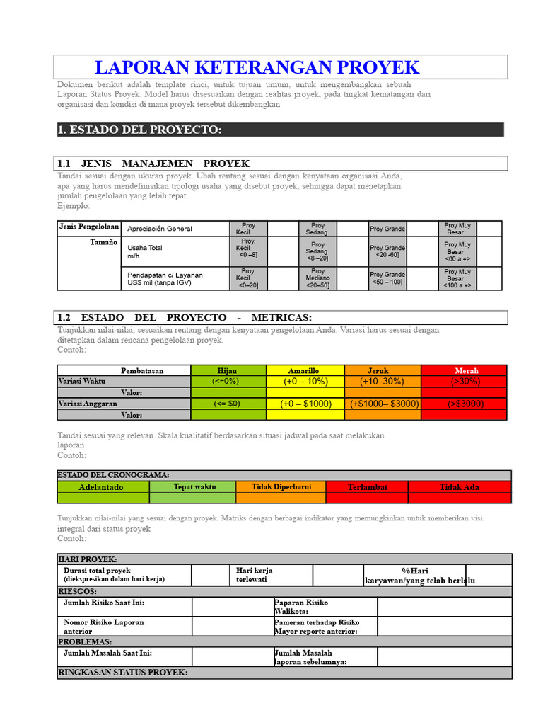 Laporan Status Proyek Terperinci | PDF