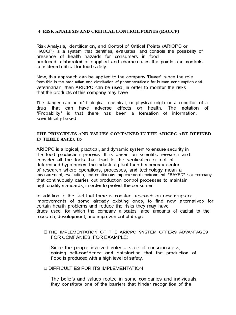 HACCP Risk Analysis for Food Safety | PDF | Risk | Verification And ...