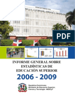 DR-Informe General sobre Estadísticas de Educacion Superior 2006-2009