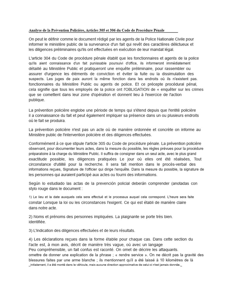 Prévention et Dénonciation Policière en Droit | PDF | Justice | Crime ...