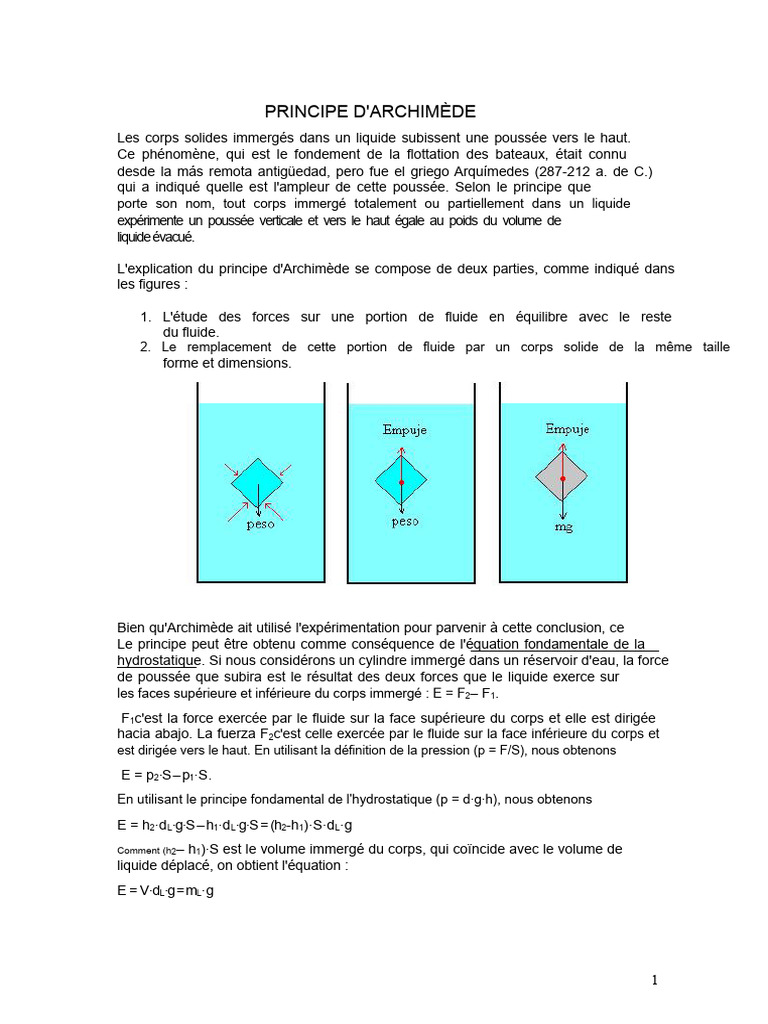 Principe d'Archimède et Flottation | PDF | Ingénierie mécanique | Liquides