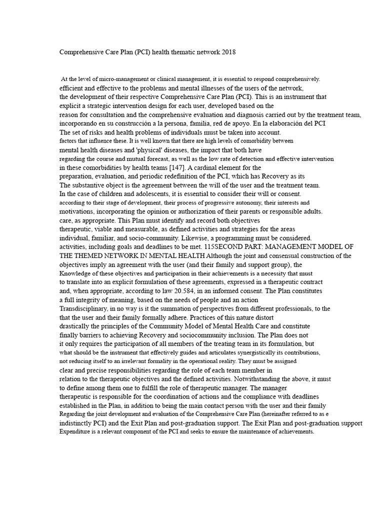 Comprehensive Care Plan for Mental Health | PDF | Mental Health ...