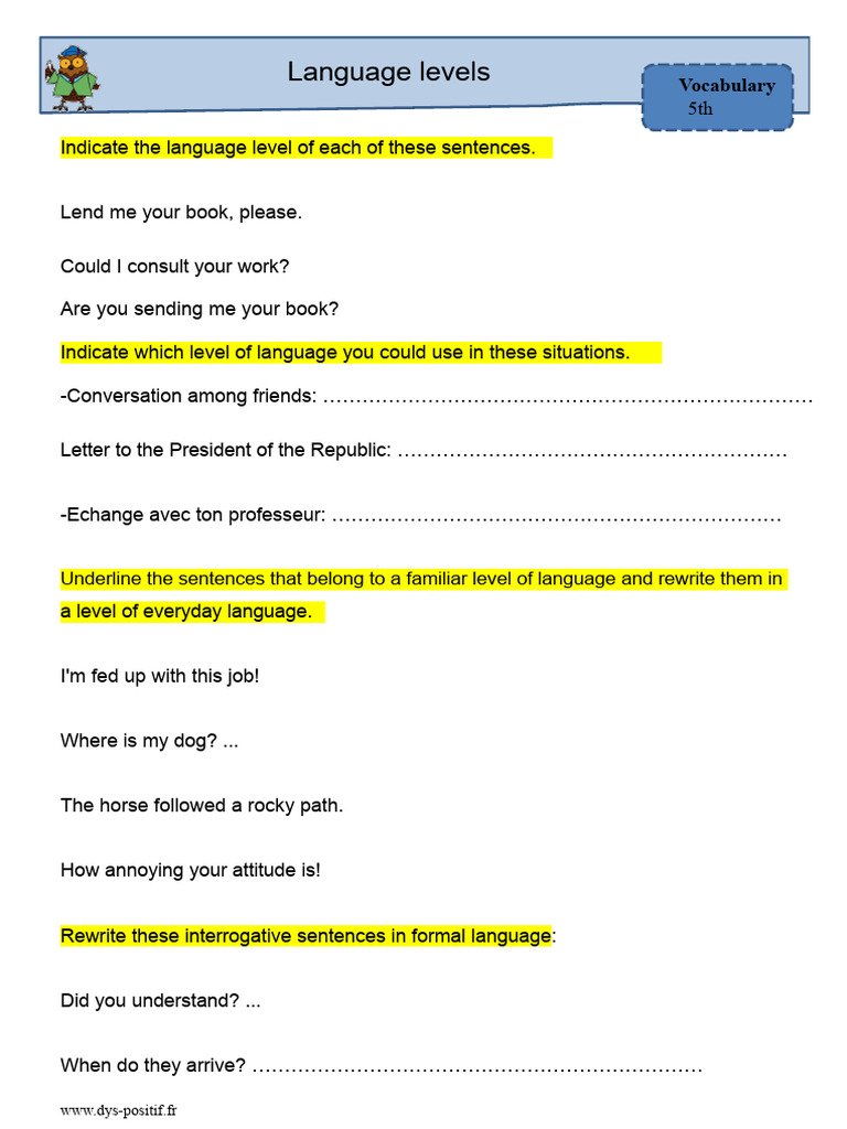 Corrected Exercises Language Levels | PDF