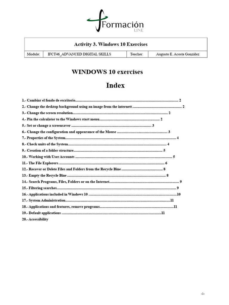 Windows 10 Skills Exercises Guide | PDF | Graphical User Interfaces ...