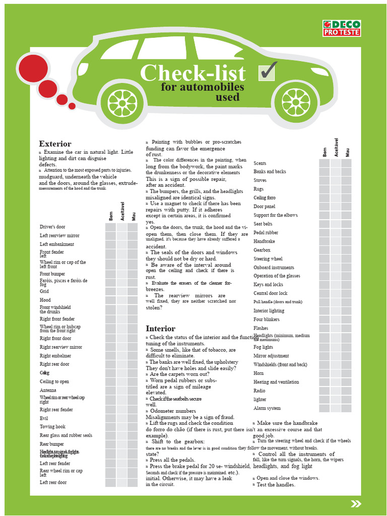 Comprehensive Used Car Inspection Guide | PDF | Leak | Car