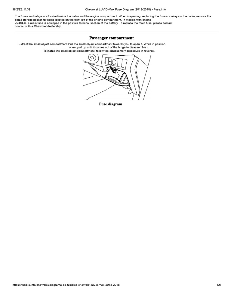 isuzu d max cigarette lighter fuse location Chevrolet LUV D-Max Fuse Diagram 2013-2018 | PDF | Motor Vehicle