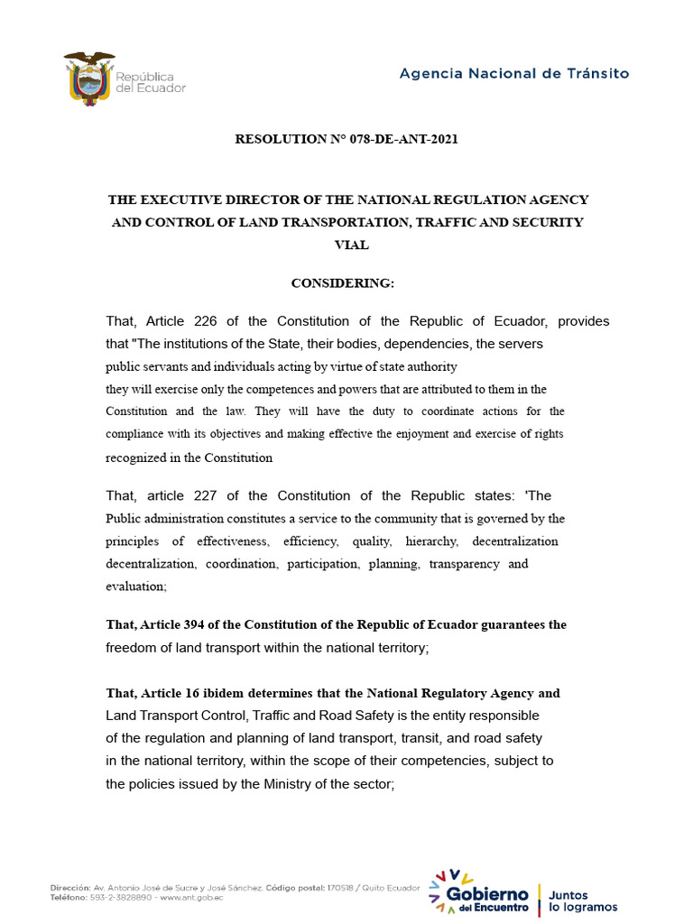 Extension of Land Transport Licenses in Ecuador | PDF | Transport ...