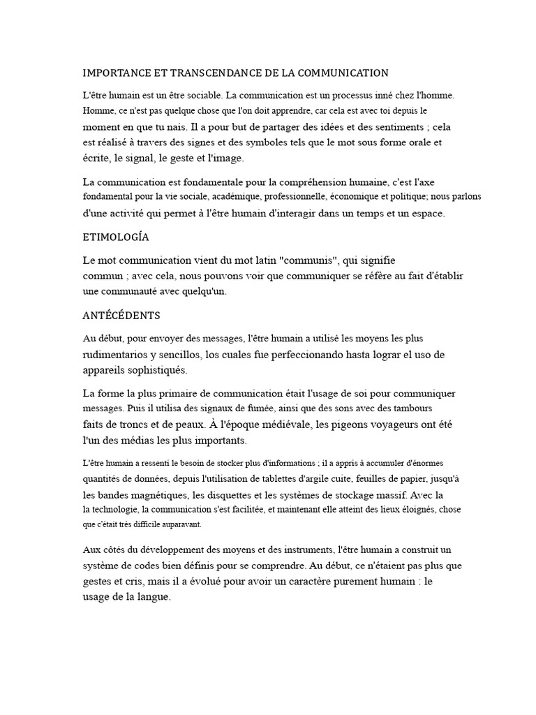 Importance de la communication humaine | PDF | Communication non ...