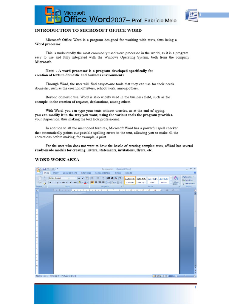 Introduction to Microsoft Office Word | PDF | Microsoft Word | Computer ...